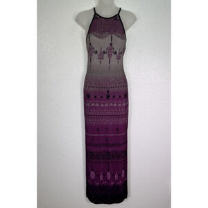 Vintage Y2K Dress Womens Medium Ombre Maxi Halter Whimsigoth 90s Prom Bodycon